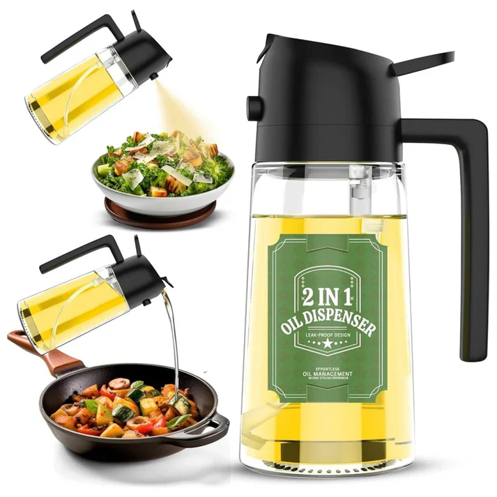 2-in-1 Glass Oil Sprayer and Dispenser Bottle-SASTASNAP