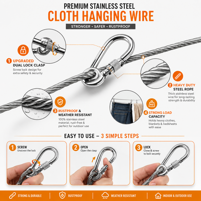 Heavy-Duty Stainless Steel Cloth Hanging Wire